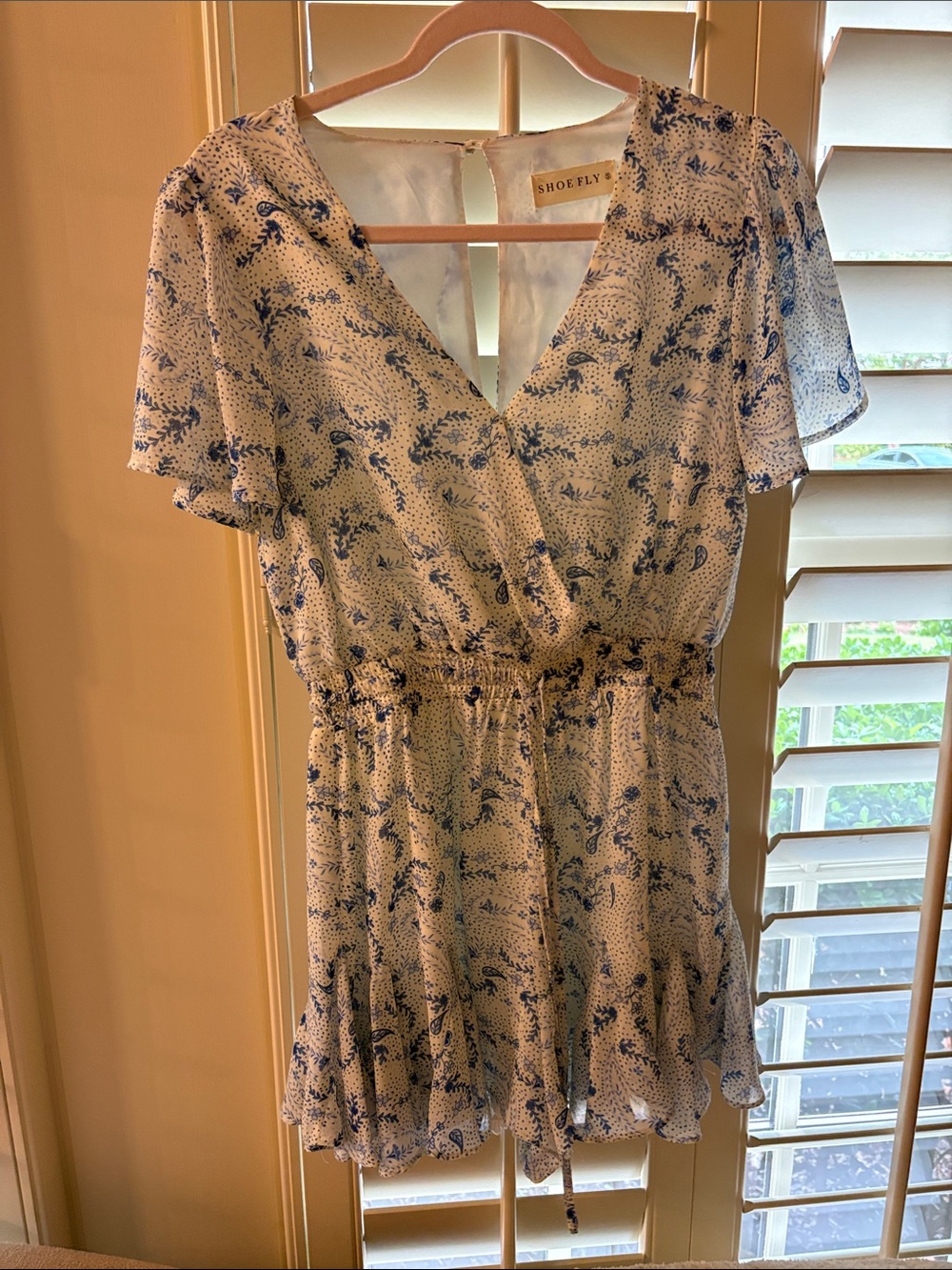 Blue Floral Wrap Mini Dress